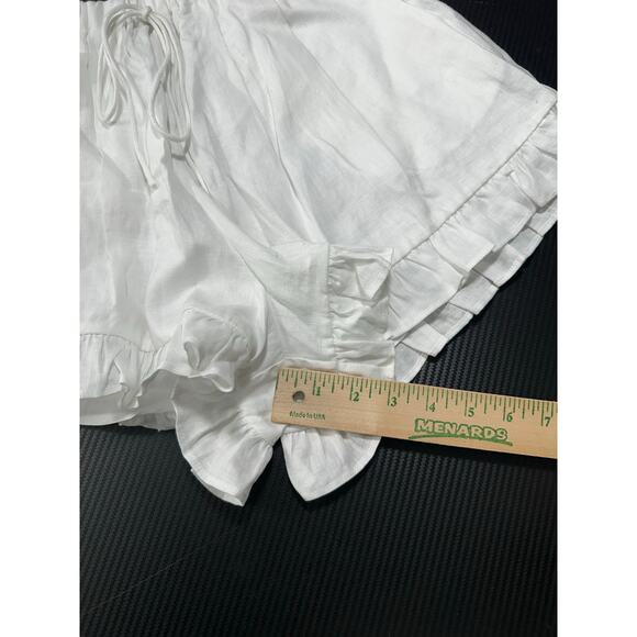 Joslin Studio Linen Shorts White Drawstring Waist Ruffle Trim Size 8 (US Size 4) - Picture 6 of 13
